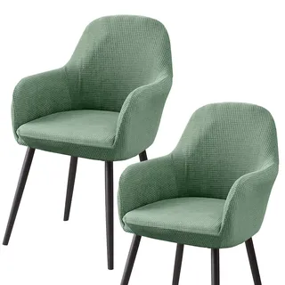 Stuhlhussen mit Armlehne Samt, Sessel Schonbezug MaisköRner, Elastischer Stuhlbezug, Stuhlhussen Bezüge Universal, Bezug Stuhl Abnehmbare für Esszimmer Wohnzimmer Hochzeit Deko (2Pcs Erbsengrün)