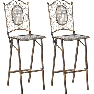 Beliani Barstuhl 2er Set Metall schwarz Antik-Optik klappbar romantisch Borimo