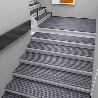 Grau,25x90cm,Stufenmatten Treppenmatten 4 Stück,rutschfeste Innentreppe Stufenmatten,Treppenstufen Matten,Treppenteppich Rechteckig,Treppenschutz,für Kinder Ältere und Hunde