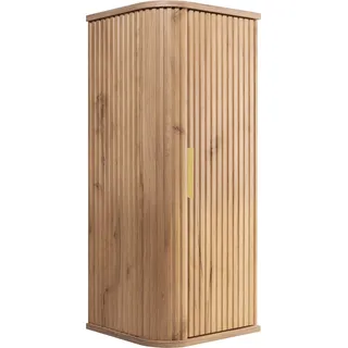Badezimmerschrank, Craft-Eiche, goldener Griff, 79 x 35,5 x 31,5 cm - Braun