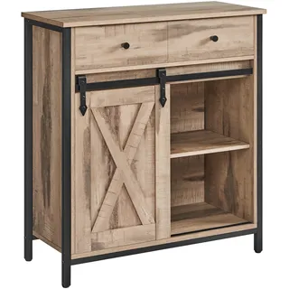 VASAGLE Sideboard 30 x 70 x 80 cm Eichenbraun/Schwarz