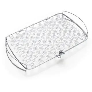 Weber Fisch & Gemüsehalter/Korb - Groß (46 x 28cm), aus Edelstahl, Ideal zum BBQ/Grillen von empfindlichen Grillgut, einfaches Wenden auf dem Grill, spühlmaschinenfest - Silber (6471)