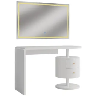 Vicco Schminktisch Lara Weiß 120 cm mit LED-Spiegel, Model 41558 - Weiß