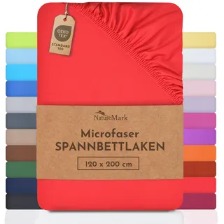 NatureMark Spannbettlaken Mikrofaser-Polyester 120 x 200 cm rot