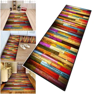 RAUMPA Teppich Läufer Flur Küche Waschbar rutschfest Mit Muster 80x200 cm Lang Küchenläufer Küchenteppich Teppichläufer Flurteppich Küchenmatte, Teppich für Eingangsbereich Wohnzimmer Schlafzimmer