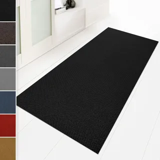 Floordirekt Schmutzfangmatte 120 x 200 cm Schwarz, ideal auch als Schmutzfangteppich nach Maß, Teppich Flur Läufer, Küchenteppich - waschbar rutschfest, Sauberlaufmatte, Meterware (Hong Kong)