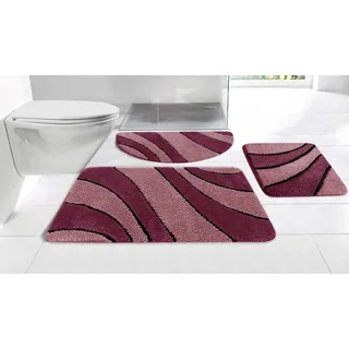 Badematte OTTO HOME "Anna, Badvorleger, Badezimmer Teppich" Gr. 6, rot (bordeaux, beere), H:16mm, Polyester, Badematten, Badematte, Badteppich, Hoch Tief Effekt, Modern, Weich, Wellen