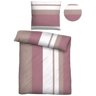 Castell Thermo-Fleece Bettwäsche LÄNGSSTREIFEN altrosa 1x 155x220 cm, + 1x 80x80 cm,