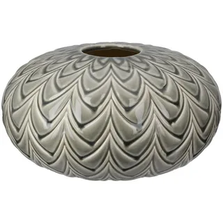 Gilde Vase Lamello - Keramik - bauchig - grün - craqueliert - glänzend - Höhe 15cm x Ø 29cm - wasserdichte Blumenvase