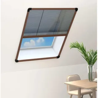 The Living Store Insektenschutz-Plissee für Fenster Aluminium Braun 80x100 cm - Braun