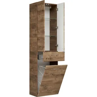 Saphir Quickset Badschrank 50 cm breit, 185,5 x 50 x 33 cm Braun Holzwerkstoff