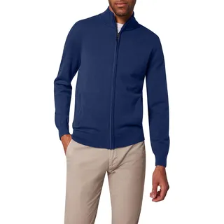 Strickjacke PIERRE CARDIN "Strickjacke StKrgRV", Herren, Gr. XL, blau (navy blazer), Strick, Obermaterial: 100% Baumwolle, unifarben, regular fit normal, ohne Ausschnitt, Rippbündchen, Strickjacken Strickjacke, mit Taschen