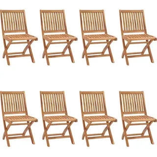 vidaXL Klappstühle mit Kissen, 8-teilig, Massivholz Teakholz - Grau