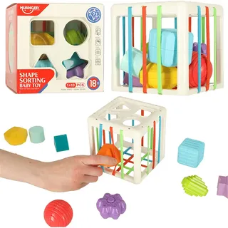 Flexibler sensorischer Würfel mit quadratischen Puzzlestücken und Formensortierer