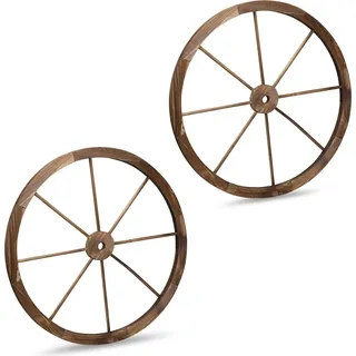 Wagenräder aus Holz, 75 cm, 2er-Set, rustikales Dekor