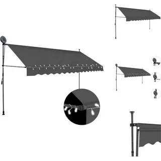 vidaXL Einziehbare Markise Handbetrieben mit LED 400 cm Anthrazit - Markisen - Grau