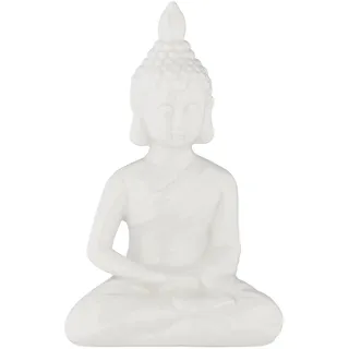 Relaxdays Buddha Figur sitzend 17 cm Weiß