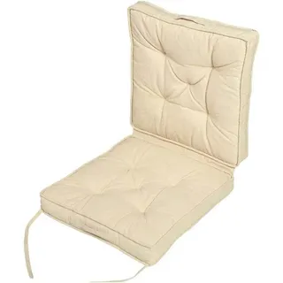 Unyqoos® Autositzkissen mit Rückenlehne und Befestigungsbändern, Taupe, ca. 50 x 50 cm, ca. 12 cm Erhöhung, Bezug 100% Baumwolle - Beige