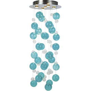 NÄVE LED Pendelleuchte "Explosion", türkis, 5, Ø 45cm H: 124cm, 1 Stk., Leuchten, kleine und große bunte Glaskugeln, inkl. GU10 Leuchtmittel warmweiß, LED Pendelleuchte