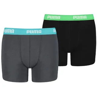 PUMA Herren Basic Boxer 2p Flat-sheets, 376 - India Ink/Turquoise, 140 EU