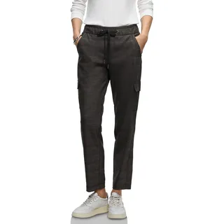 Street One Damen 3716943 Karierte Cargo Hose, Silk Brown, 38 W/30 L