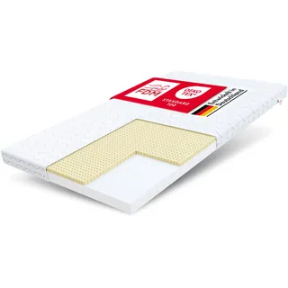 FDM Baby Classic Schaumstoffmatratze 80 x 200 cm Latex Matratze Babymatratze Härtegrade H2/H3 (Mittelweich/Mittelhart) 8 cm Höhe Zweiseitig Abnehmbarer Bezug Waschbar