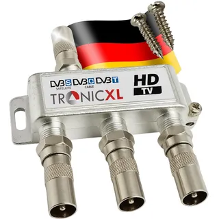 TronicXL 3fach BK Verteiler Premium Kabel Antennenverteiler Kabelfernsehen DVBC kompatibel mit für Unitymedia Sat Splitter Unicable Sky Cable Aerial TV Freesat Freeview Virgin Dbox 3-Fach hd tauglich