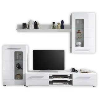 Stella Trading Wohnwand ENRIQUE Weiß Hochglanz - weiß