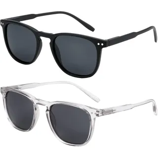 ZENOTTIC 2 Paare Polarisierte Sonnenbrille Damen Herren Retro Vintage Runde Quadratische Unisex UV400 Schutz