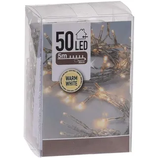 LED Lichterkette warm weiß mit Timer - 5 m Länge mit 50 LED - Weihnachts Beleuchtung für Innen - Indoor Weihnachten Advent Winter Tisch Fenster Deko Batterie betrieben
