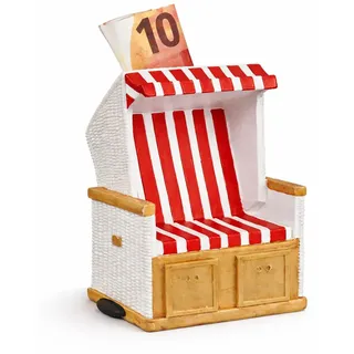 TopShop24You Strandkorb Spardose – Maritimes Design – Urlaubskasse & Reisekasse Sparbox – Geldgeschenk für Urlaub & Meer Fans – 11,5 cm (Rot)