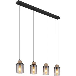 GLOBO Hängeleuchte Reid Schwarz/Holzfarben 78 x 10 cm 4-flammig