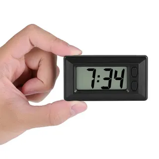 Mini Uhr Digitaluhr LCD Motorrad Tisch Auto Büro Uhr Elektronische Anzeige Datum 24 Stunden Kalender mit Magic Sticker 7,7 * 4,2 cm