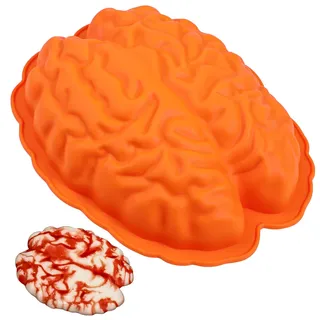 webake Silikonform Gehirn Puddingform 9'' Silikon Halloween Backform Gehirn Form Kuchenform für Pudding, Kuchen, Schokolade