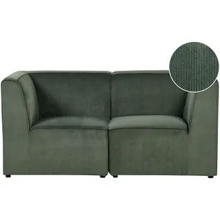 BELIANI Sofa Dunkelgrün Stoffbezug aus Cord mit Armlehnen 2-Sitzer Modulsofa Wohnzimmermöbel Modern Wohnecke Sitzecke - Grün