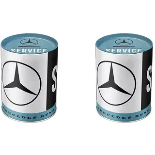 Nostalgic-Art Retro Spardose, 1 l, Mercedes-Benz – Service – Geschenk-Idee für Auto Accessoires Fans, Sparschwein aus Metall, Vintage Blech-Sparbüchse (Packung mit 2)