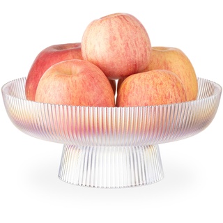 Navaris Frucht Schüssel aus Glas - Glasschüssel für Früchte Salat Deko - Salatschüssel - Deko Schale aus solidem Glas - Bowl Schüssel - Regenbogen klar