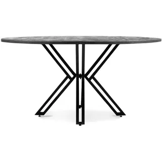 Esstisch Yana aus Mangoholz Ø150cm - Schwarz - Schwarz