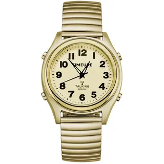 Sprechende uhr, Atomuhren, Sprachansage von Uhrzeit/Datum/Alarm, stündlicher Glockenschlag, kein Aufladen erforderlich, keine App, ideal für ältere/sehbehinderte Menschen, TU-0901 (Gold, Damen)