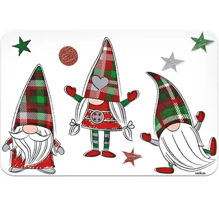 Excelsa Tartan GNOME Set 6 amerikanische Tischsets, 43 x 28,5 cm, Weihnachtsmotiv, PP-Kunststoff, wiederverwendbar