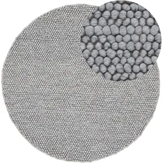 carpetfine Teppich CARPETFINE "Calo", grau, H:16mm Ø:120cm, Polyester, Wolle, Teppiche, Teppich, Handweb Teppich, Uni-Farben, meliert, handgewebt, 70% Wolle