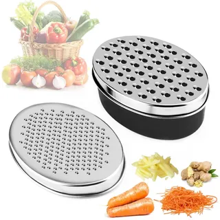 DIFCUL Käsereibe mit Behälter, Reibe für die Küche mit 2 Größen, für geschredderten Käse, Ingwer, Zitrone, Karotte, Gemüse