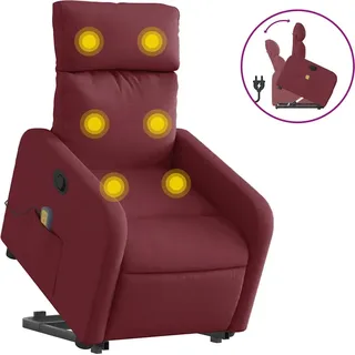 vidaXL Massagesessel mit Aufstehhilfe Weinrot Stoff - Rot