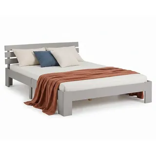 Homestyle4u Holzbett 120 x 200 cm Grau