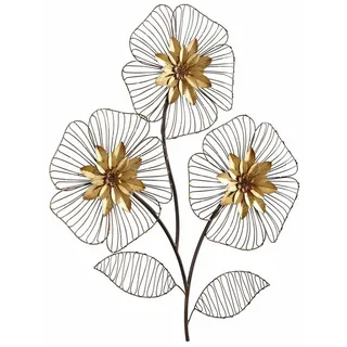 Hofmann Living And More HOFMANN LIVING AND MORE, Wanddekoobjekt »Wanddeko Blumenbouquet« Wanddekoration, Motiv Blüten, aus Metall, goldfarben