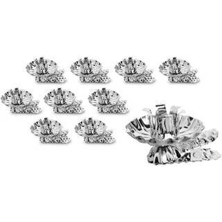 IDENA Baumkerzenhalter für den Weihnachtsbaum, 10 Stück in Silber, Vintage Kerzenhalter aus Metall, mit Clip für Äste bis 1,5 cm Dicke