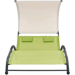 vidaXL Doppel-Sonnenliege mit Sonnendach Textilene Grün - Grün