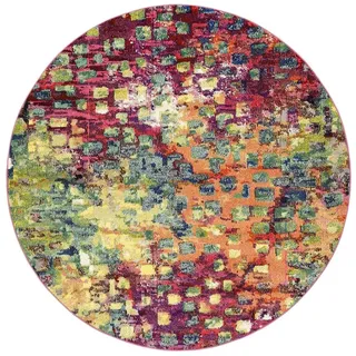 RugVista Davina Teppich, Ø 250 cm, Mehrfarbig | Moderne, Rund, Niedriger Stapel, Nur chemische Reinigung, Oeko-Tex 100, Wohnzimmer, Esszimmer, Schlafzimmer, Küche