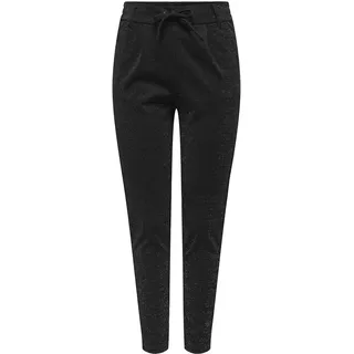 ONLY Damen Onlpoptrash-alya Easy Glit Pant PNT Hose, Black/Detail:Silver Lurex, L / 32L