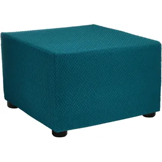 QUARKZMAN 1 Stück Ottomane Schonbezug Hockerbezug, für Länge 57-70cm Hocker Hussen für Fußhocker, Stretch Bezug Waschbar Ottomane Abdeckung Überzug Hocker Protector - Dunkelcyan
